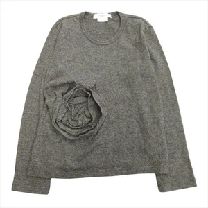 Comme des Garçons Flower Ruffle Wool Knit Sweater Gray XS Crew Neck - Picture 1 of 7