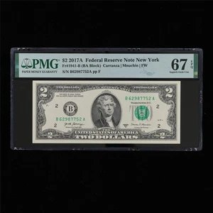 2017AFederal Reserve Note New York 2 Dollars Fr#1941-B PMG 67 EPQ Superb Gem UNC - Picture 1 of 4
