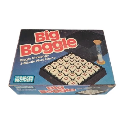Juego de palabras de 3 minutos Boggle 1987 de colección de Parker Brothers completo 5x5 piezas de madera Foto 1 de 4