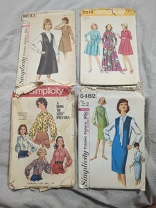 Lot of 4 Patterns 1960s Womens Vintage Sewing Simplicity 5633 5514 5482 8299 - Picture 1 of 9