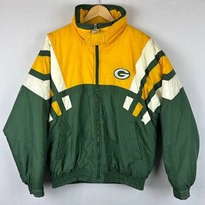 NFL Game Day Green Bay Packers Vintage Puffer Jacket Green/Yellow Men's Size M - Picture 1 of 9
