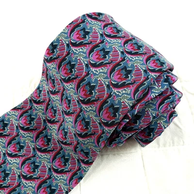 VALENTINO Hand Made Italy Mens Gray Silk Tie Necktie Floral 3.25"x58.5" Luxury - Image 1 of 4