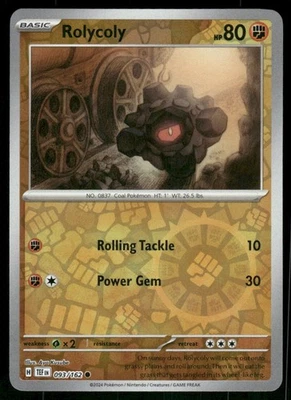 Rolycoly 093/162 Common Reverse Holo NM Pokemon SV05: Temporal Forces - Image 1 of 2