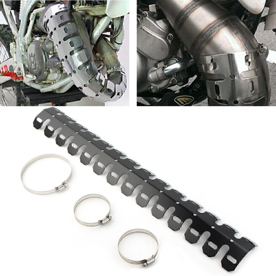 Motorcycle Exhaust Muffler Pipe Heat Shield Cover Heel Guard Fit Dirt Bike Black Foto 1 de 4