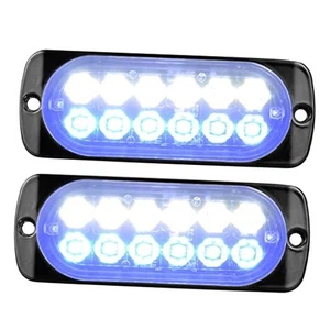 Paquete de 2 LED Estroboscópicos de Emergencia Blanco Azul Superficie 12 LED Doble Fila Blanco+Azul - Imagen 1 de 7