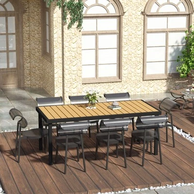 Aluminum Outdoor Patio Dining Table for 8 for Garden Lawn Backyard, Natural - Image 1 of 4