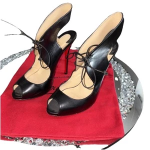Christian Louboutin Rosie 120 Peep Toe Talla 40 (US 10) Sin Caja Fondo Negro/ROJO - Imagen 1 de 18