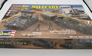 Revell Model Kit Military 3-Pack - Huey Chopper, M-3 Half-Track, Sherman Tank - Picture 1 of 5
