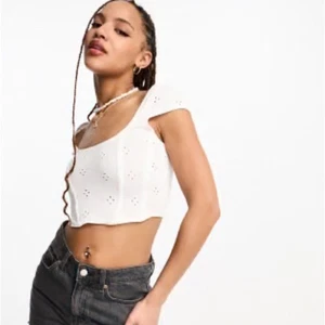 ASOS DESIGN broderie bone eyelet corset top in white size US 4 NWT - Picture 1 of 3