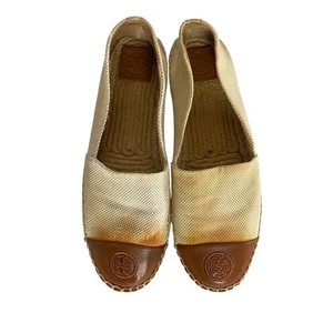 Tory Burch flache Damen-Espadrilles Colorblock Canvas Größe 9M Nappaleder - Bild 1 von 12