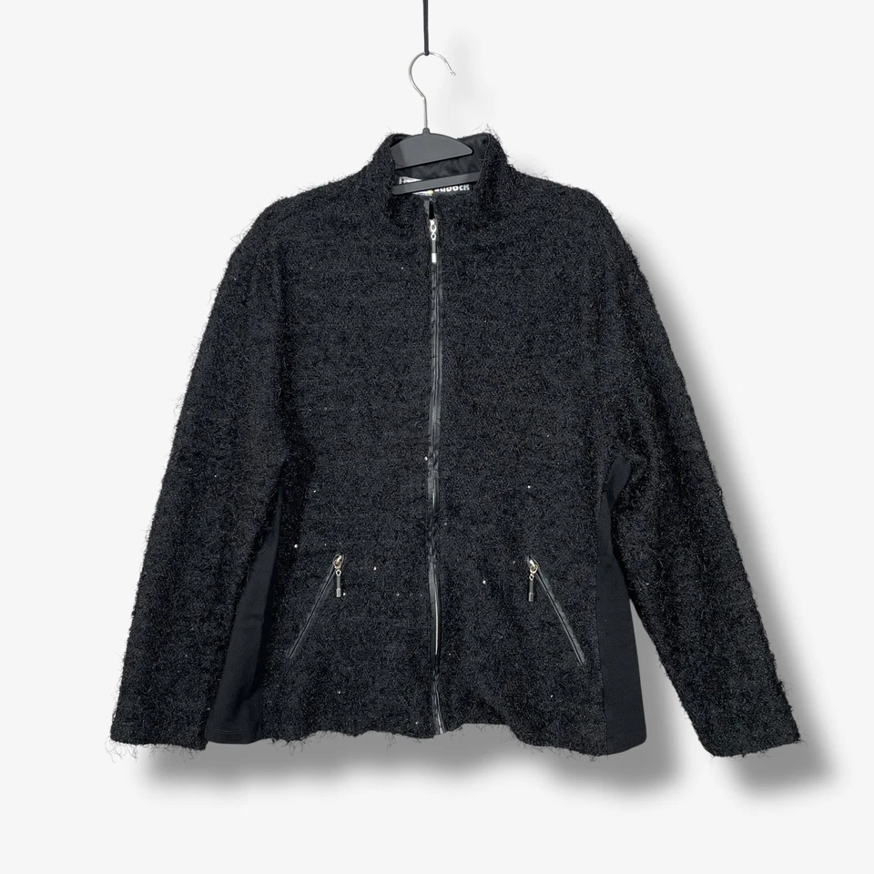 Chaqueta Jamie Sadock Texturizada Mujer M Negra Cremallera Completa Abstracta Aire Libre Atletismo Foto 1 de 4