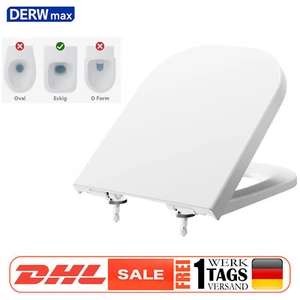 Eckig Wc Sitz Form mit Absenkautomatik Toilettendeckel Klodeckel Duroplast - Bild 1 von 16