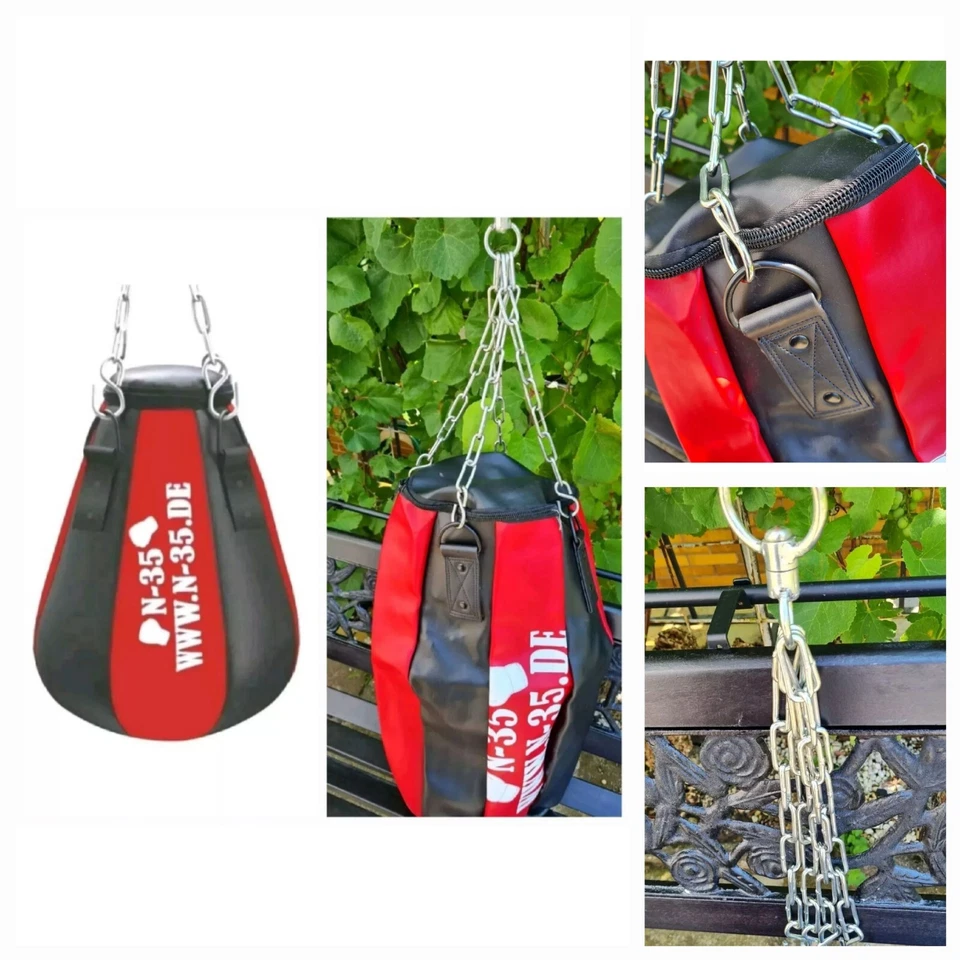 N-35 Boxsack + Kette Boxbirne Sandsack Boxsport TOP Fitness Geschenk Boxen NEU - Bild 1 von 4