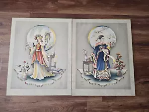 Vintage Stan David, 1930er Ha Colored Chinese Imperials 1 &2 Print Jugendstil 16x20 - Bild 1 von 17