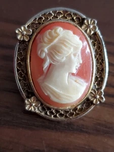 Vintage Kamee Blumen Brosche Anstecknadel - Bild 1 von 6