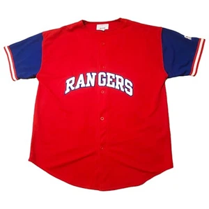 Texas Rangers Vintage Starter Red & Blue Button Up Baseball Jersey Size XL - Picture 1 of 11