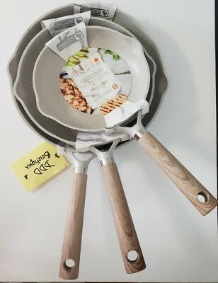 NEW! 3PC Set Masterclass 8" 9.5" 11" Beige Tan Skillet Speckled Premium Cookware Foto 1 de 4