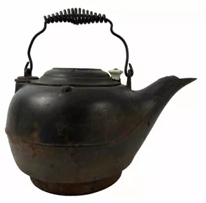 Vintage Pre Griswold Erie Cast Iron Tea Kettle Teapot #9 Swivel Lid Antique - Picture 1 of 9
