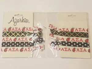 Alpha Sigma Alpha Sorority Elastic Hair Ties - Set of 5 - Red White and Black - Picture 1 of 1
