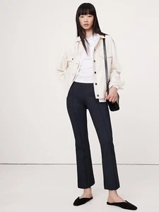 NWT Banana Republic L Navy Blue High Rise Crop Flare Everywhere Ponte Pants - Picture 1 of 7