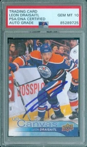 Leon Draisaitl Autograph 2016 Upper Deck Canvas #C36 PSA DNA Gem Mint 10 Auto - Picture 1 of 2