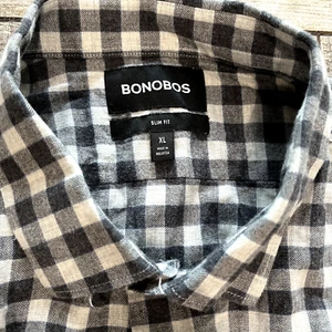 Bonobos Mens Shirt XL Dark Charcoal Gray Soft Flannel Slim Long Sleeve - Picture 1 of 9