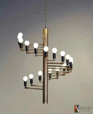 Lámpara de araña moderna de latón con brazos de 18 luces Gino Sarfatti Foto 1 de 4