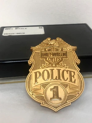 Nuevo en caja Harley-Davidson 1988 Jostens insignia de policía hebilla de cinturón dorada # 98460-88VG Foto 1 de 4