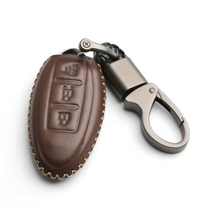 For Nissan Sentra Versa Murano Infiniti 3 Buttons Key Fob Cover Brown Leather - Bild 1 von 6