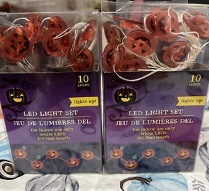 (2) HALLOWEEN String LED PUMPKIN ๐ Fairy LIGHTS 10 Lights 3 Feet Lot of 2 - Picture 1 of 3