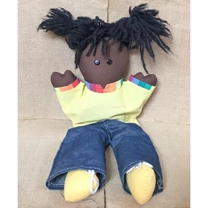 Vintage Treehuggers Black Girl Hand Puppet Plush Doll Brown Skin Pretend Play - Picture 1 of 6