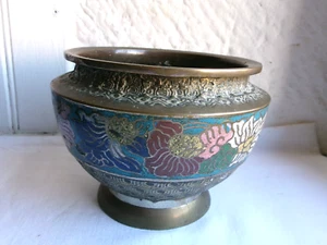 Cloisnne Chinese small vase brass bronze metalwork antique - Picture 1 of 9