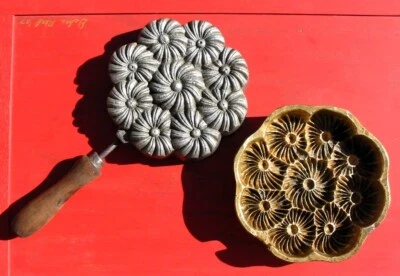 ENORME Molde de Hoja de Flor de Margaritas Múltiples Molde de Colección 2 Piezas Latón Antiguo #51 Foto 1 de 3