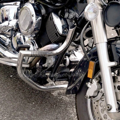 Yamaha Dragstar / V Star XVS 1100 Edelstahl Sturzbügel Motorschutz mit Fußrasten - Bild 1 von 4