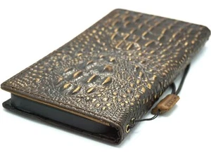 Genuine Leather case  Galaxy s22 S23 s24 Ultra Wallet Note s21 FE 22 Crocodile - Picture 1 of 8