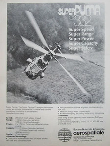 5/1980 PUB AEROSPATIALE HELICOPTERE AS 332 SUPER PUMA ALAT ORIGINAL AD - Picture 1 of 1