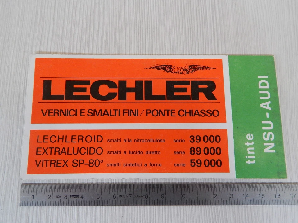 CATALOGO COLORI ORIGINALE LECHLER 1973 AUDI NSU - Immagine 1 di 3