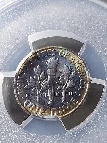 👉1959 Silver Roosevelt Dime PCGS MS 65 STUNNING MUITI COLOR TONING Cover