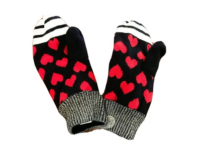 Nuevo Gap Niños Niñas Estampado Corazón Rayas Rojo Azul Marino Puño Invierno Mitones Guantes L 9" Foto 1 de 4