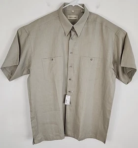 Camisa de vestir Pronto Uomo nueva con etiquetas beige con botones 100 % lino para hombre, talla XXL PRECIO DE VENTA SUGERIDO POR EL FABRICANTE $60 - Imagen 1 de 12