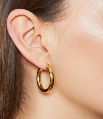 NEW 14K Yellow Gold Circlarity Round Hoop Boho Statement Luxury Earrings - Image 1 of 4