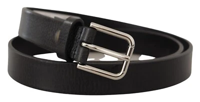 DOLCE & GABBANA Belt Black Calf Leather Silver Tone Metal Buckle s. 80cm/ 32in - image 1 of 4