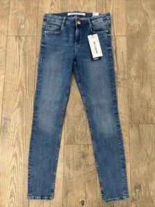 NEU Zara Damen Jeans 8 Blau Low Rise V-Passe Stretch Skinny Denim 40 - Bild 1 von 8