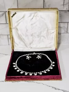 12 KGF Vtg Rhinestone Georgian Victorian Riviere Choker & Earrings Demi Parure - Picture 1 of 12