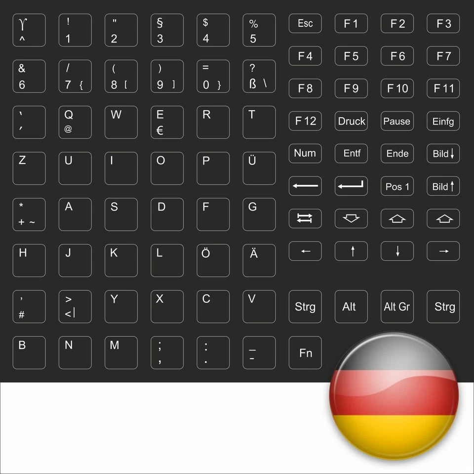 Keyboard Stickers German for Notebook Black Keysticker - Image 1 of 1