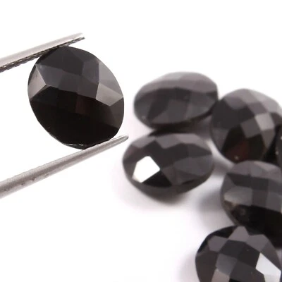 Briolette de espinela negra con forma ovalada 7x9 mm, briolette de piedras preciosas naturales 10 piezas Foto 1 de 2