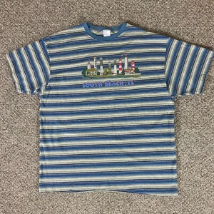 South Beach Lighthouse Shirt Mens Extra Large Blue Crew Neck Short Sleeve Tee - Picture 1 of 15