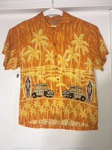 De-Coded Hawaiian Shirt, Surfboards,cars,Palm Trees Short Sleeve Button Front LG - Picture 1 of 6