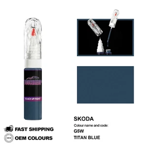 FOR SKODA TITAN BLUE G5W Touch Up Paint Pen Brush Fix Kit Scratch Chip Set Mark - Picture 1 of 8