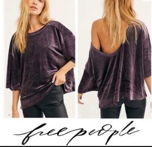 Camiseta We The Free People Mediana Valerie Terciopelo Púrpura Grande Top Gitano Boho - Imagen 1 de 13